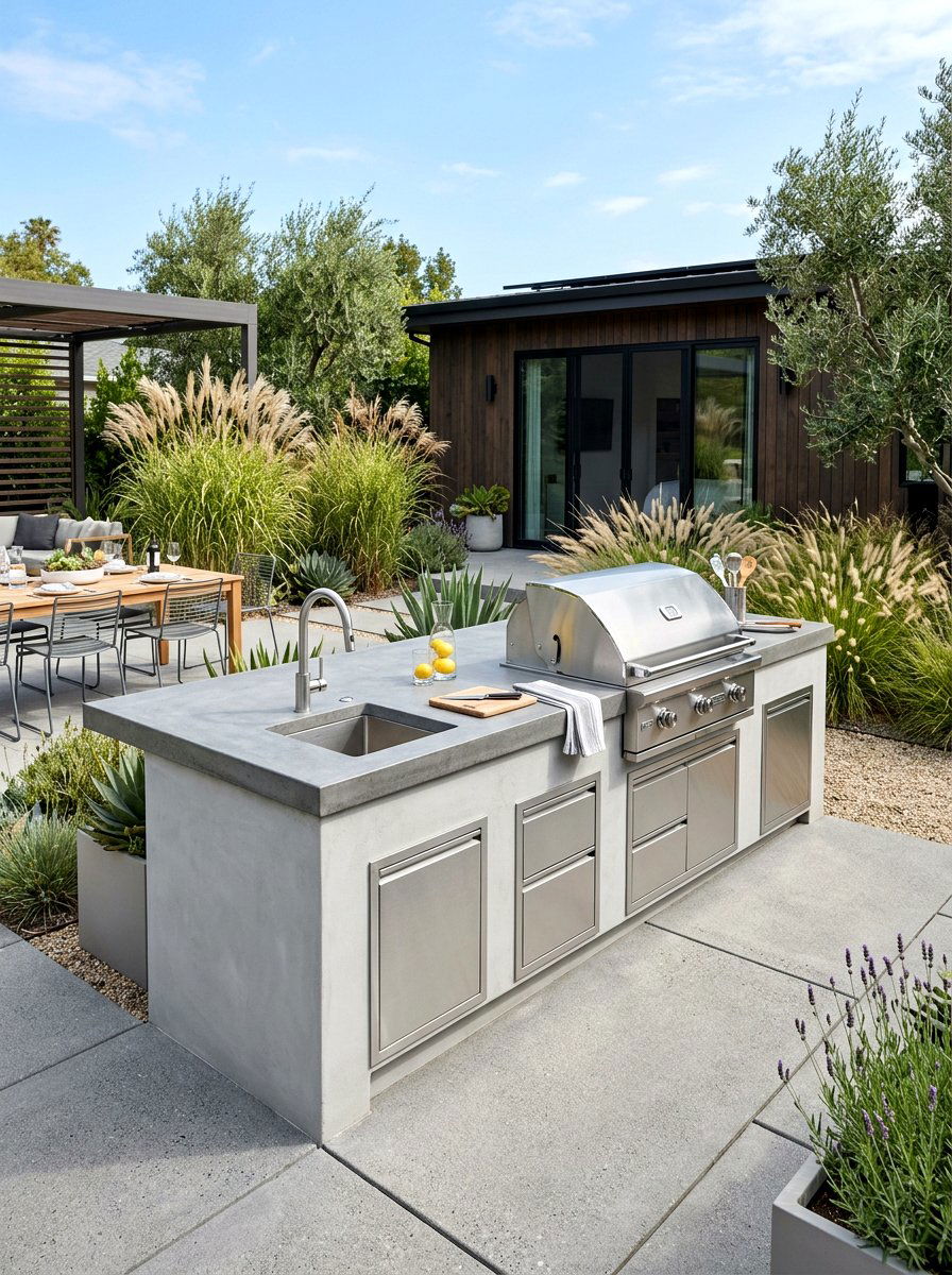 Concrete Outdoor Kitchen - 30 bbq area ideas