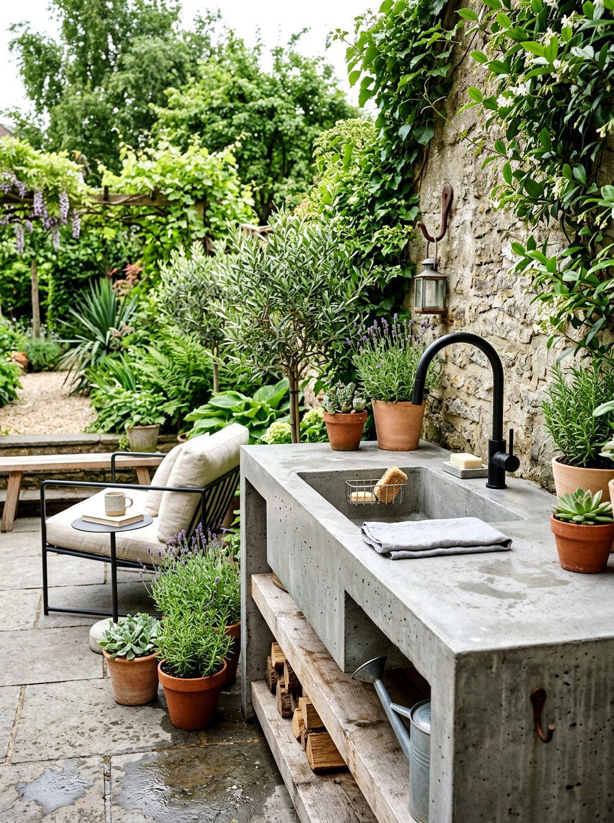 Concrete Outdoor Sink - 30 outdoor utility sink ideas
