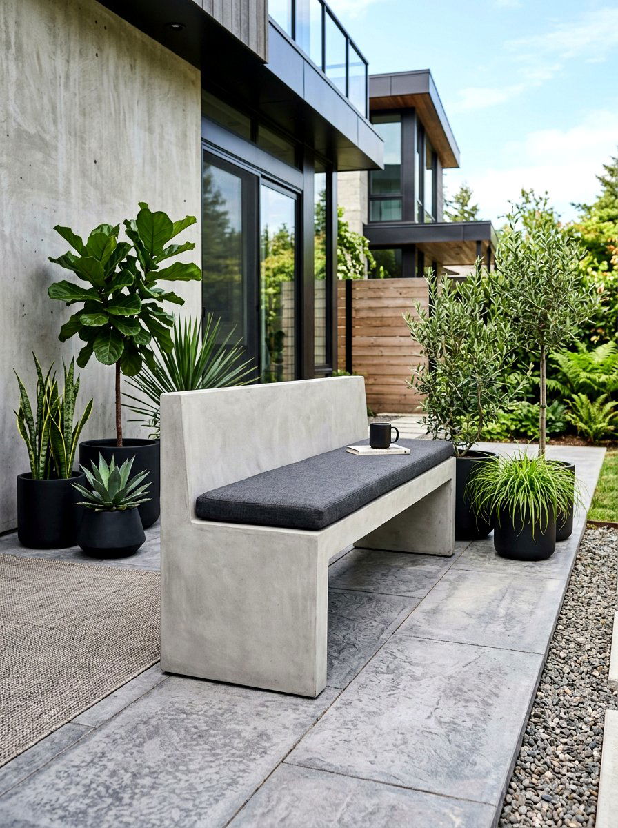 Concrete Patio Bench - 30 outdoor bench ideas
