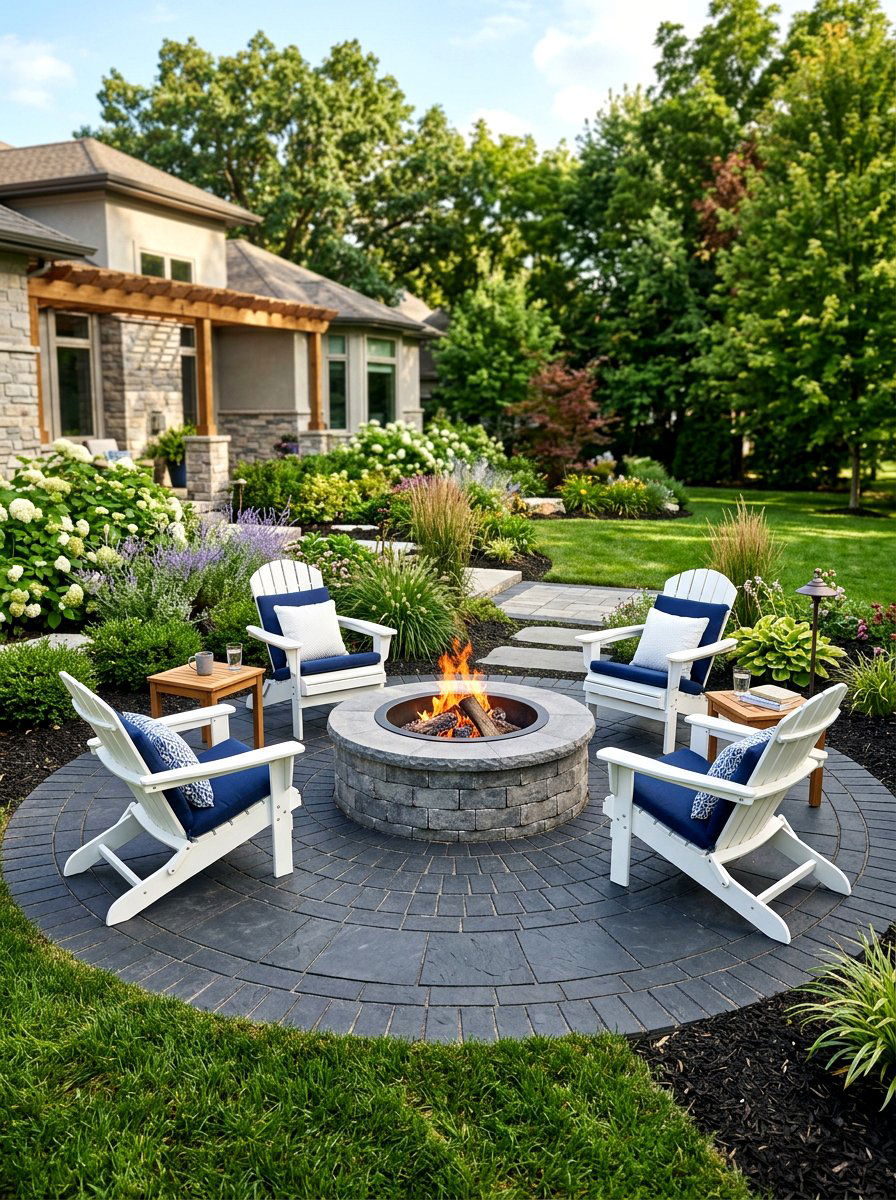 Concrete Paver Fire Pit Area - 30 adirondack fire pit circle ideas