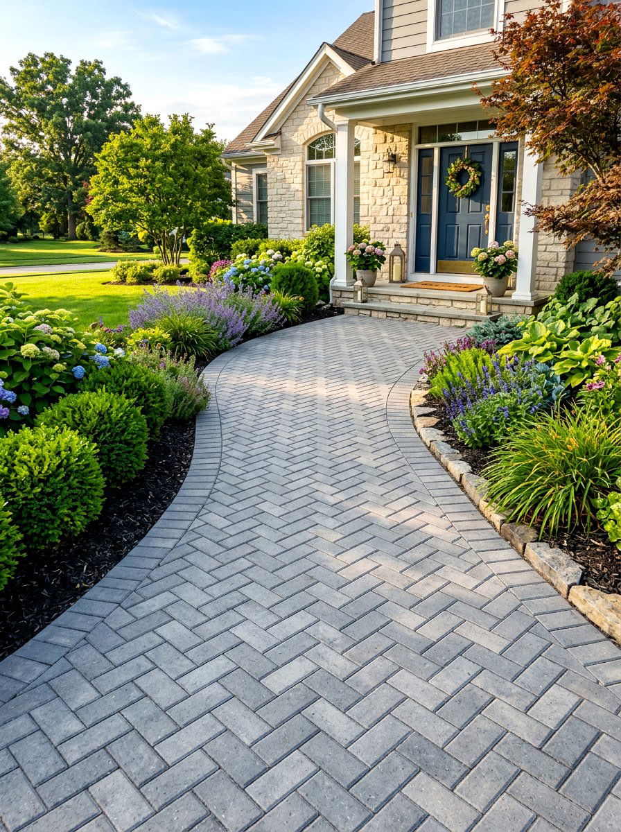 Concrete Paver Walk - 30 low maintenance curb appeal ideas