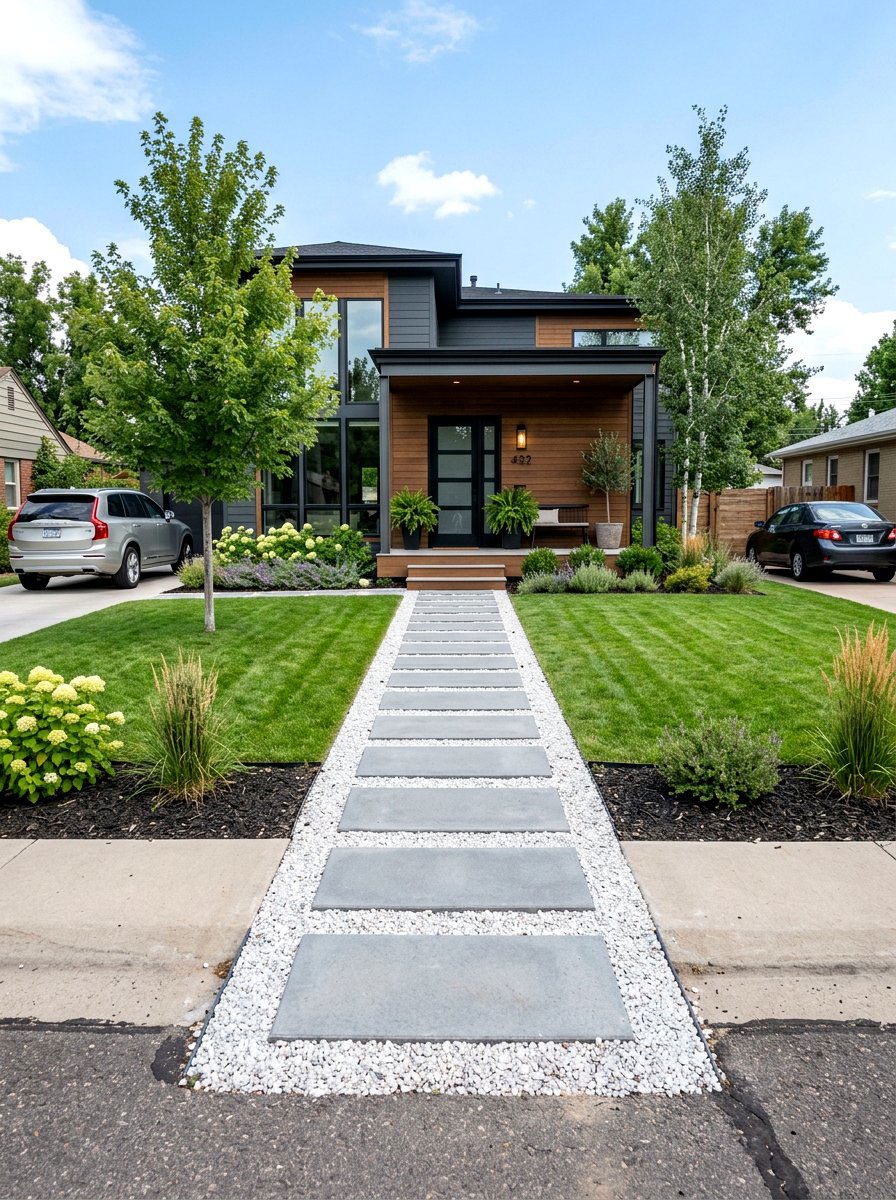 Concrete Paver Walkway - 30 front facade makeover ideas