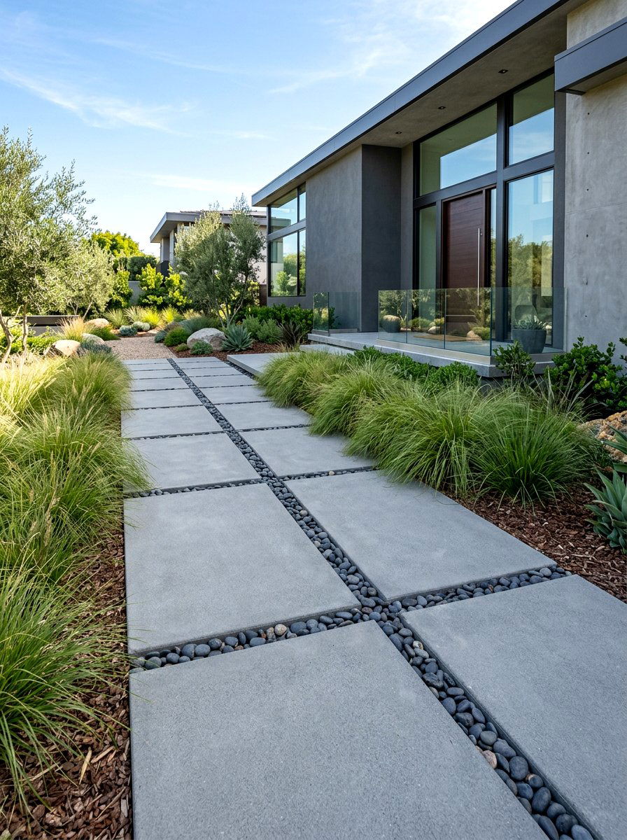 Concrete Paver Walkway - 30 garden path ideas