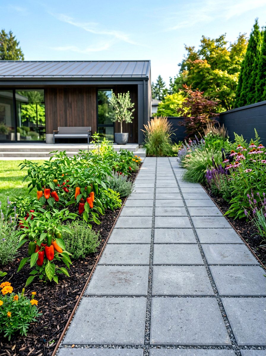 Concrete Paver Walkway - 30 vegetable garden path ideas
