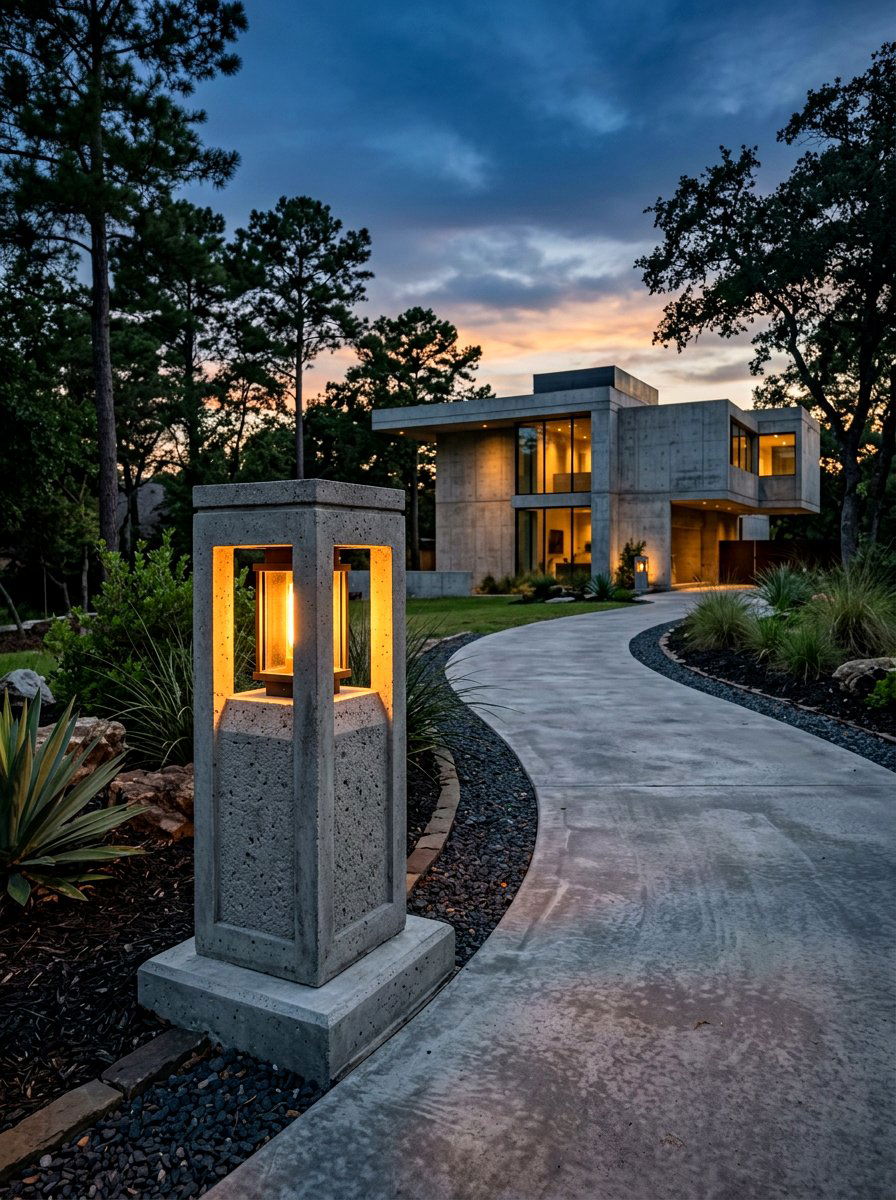Concrete Pedestal Lantern - 30 lantern pathway ideas