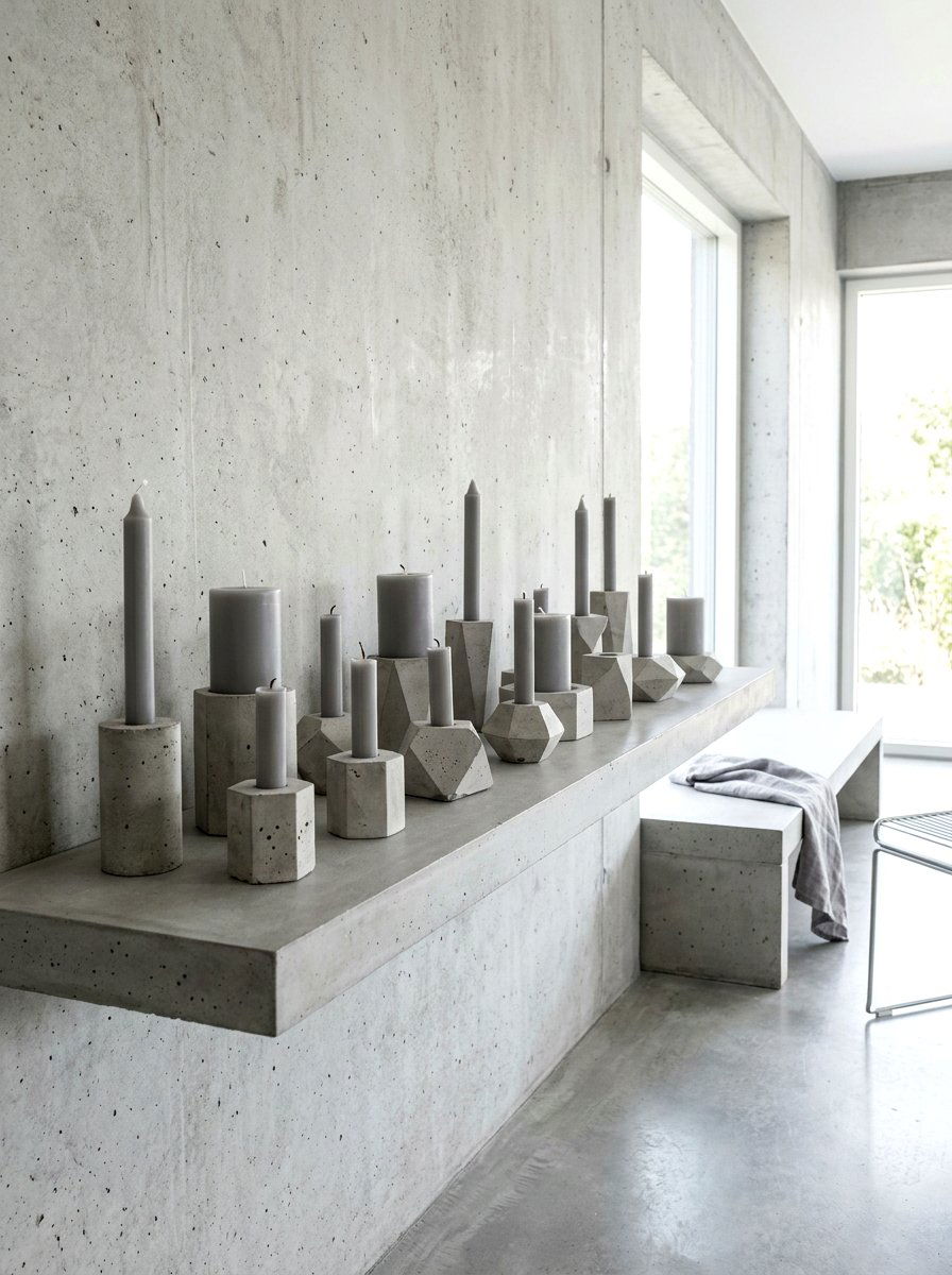 Concrete Pillar Candle Holders - 30 candle decor ideas