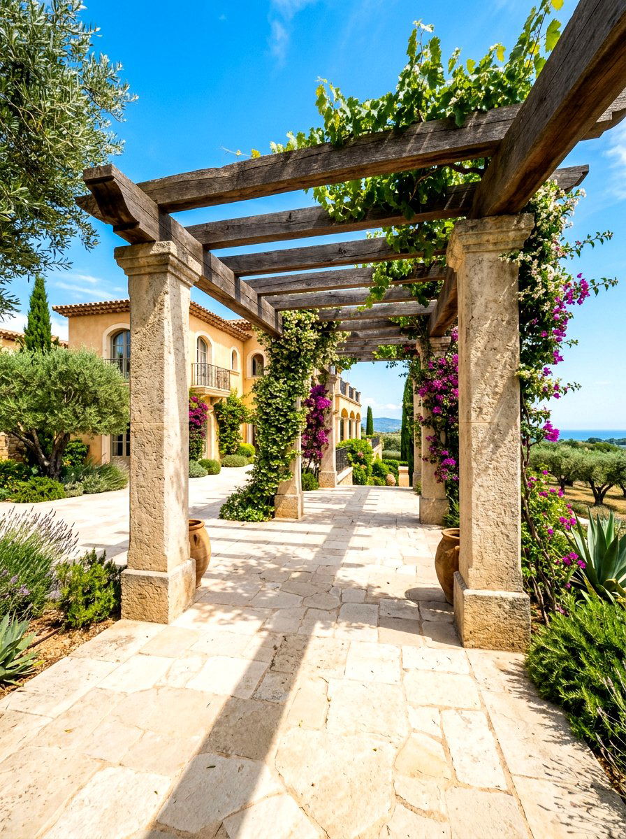 Concrete Pillar Pergola - 30 outdoor pergola ideas