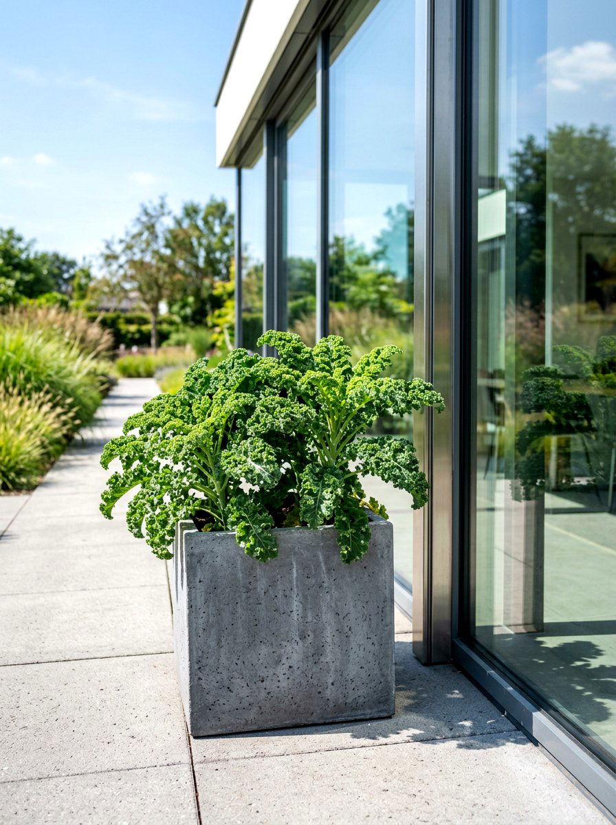 Concrete Planter Kale - 30 container vegetable garden ideas
