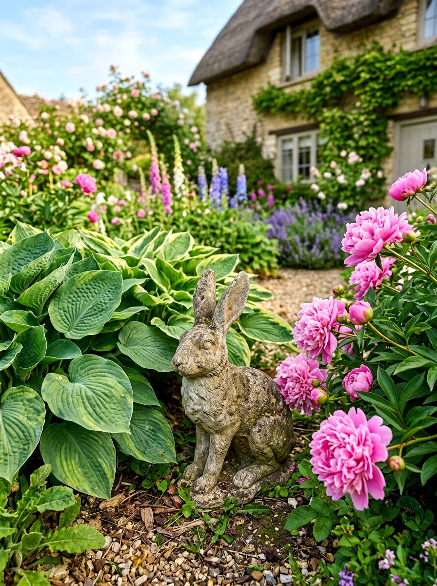 Concrete Rabbit Ornament - 30 garden statue ideas