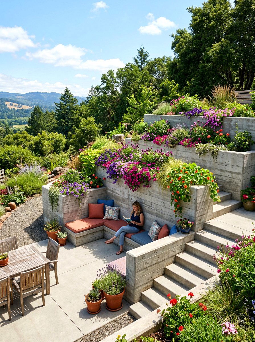 Concrete Retaining Wall Patio - 30 concrete patio ideas