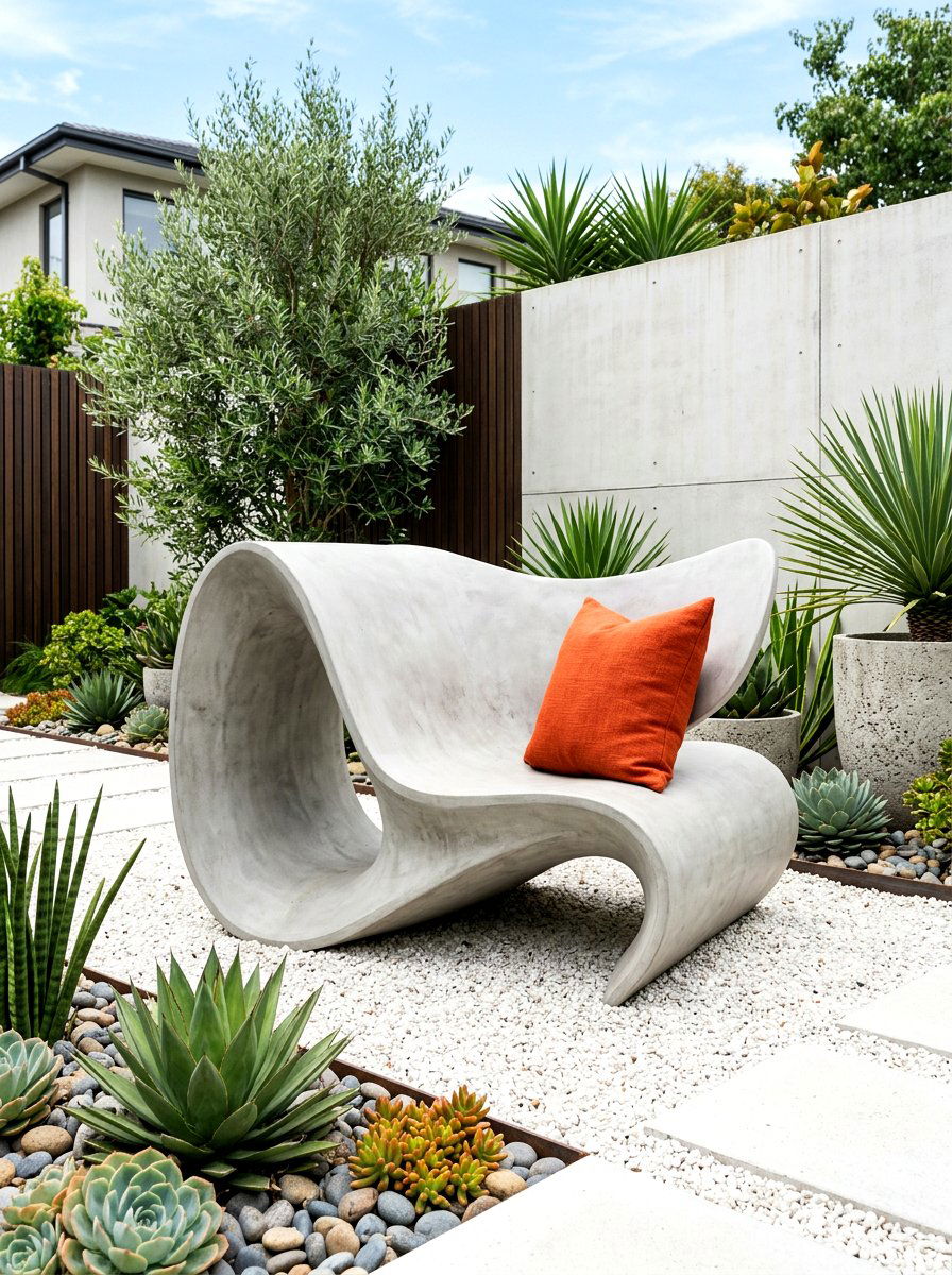 Concrete Sculptural Outdoor Seating - 30 luxury sun lounger ideas