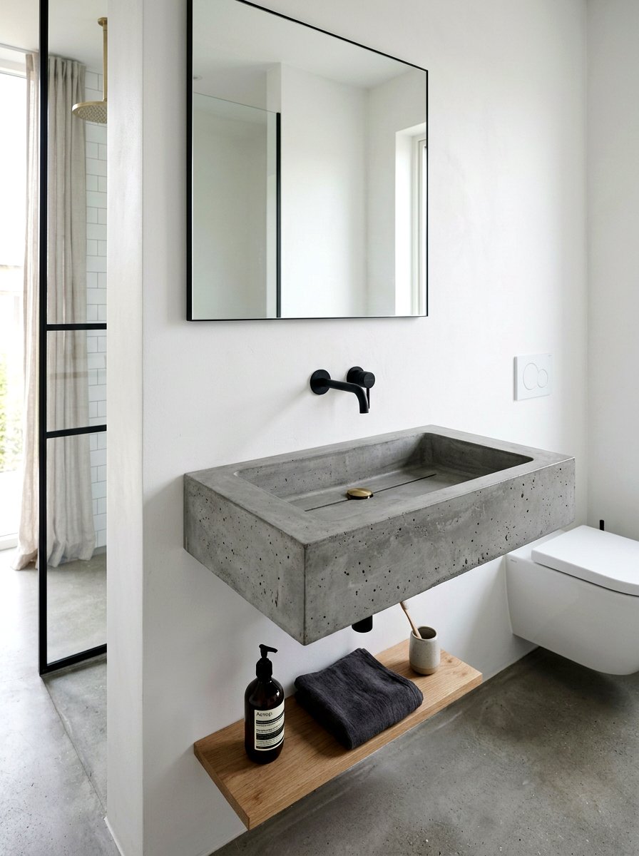 Concrete Sink Bathroom - 30 tiny powder bath ideas