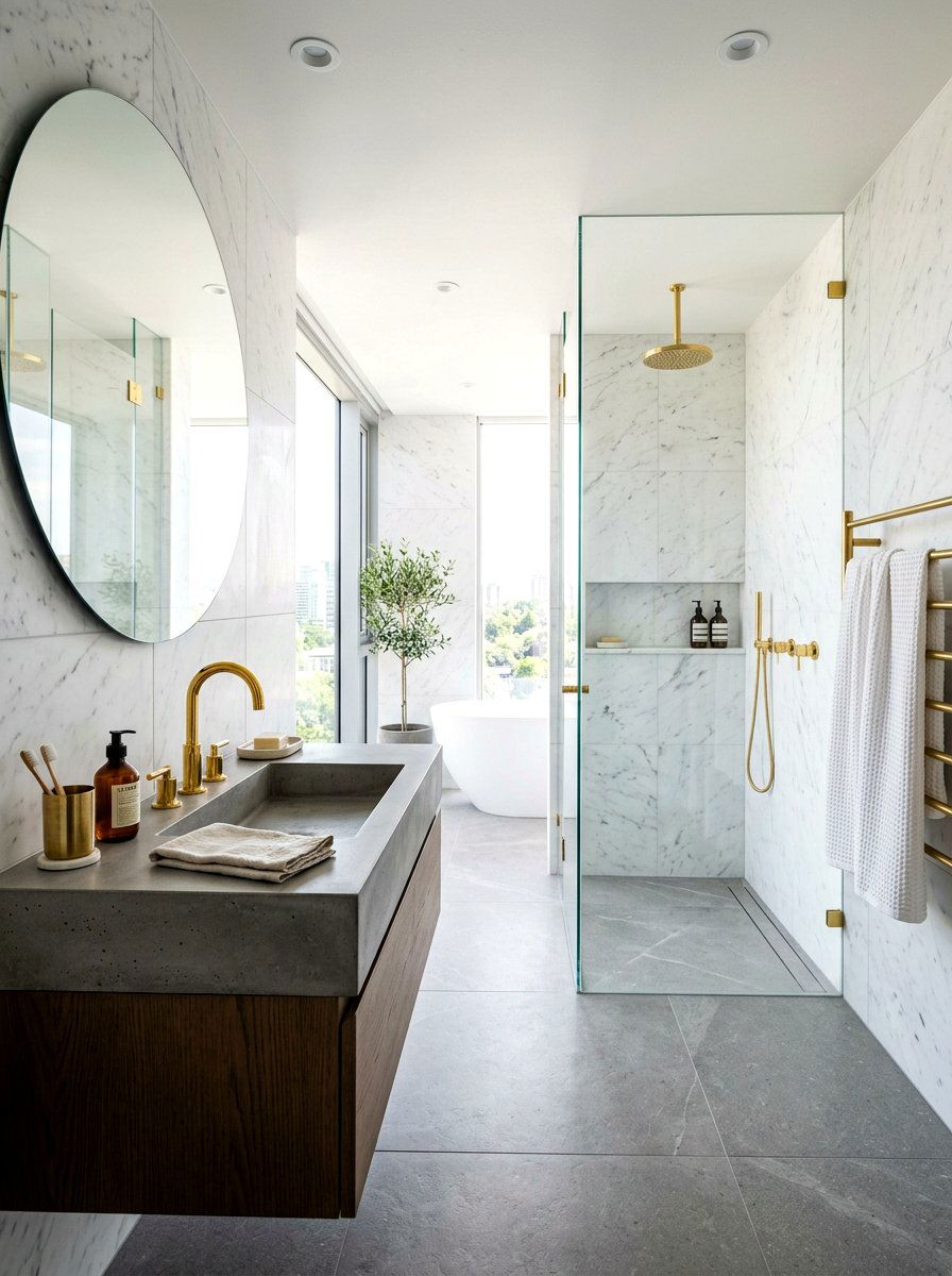 Concrete Sink Brass Faucet - 30 concrete sink bathroom ideas