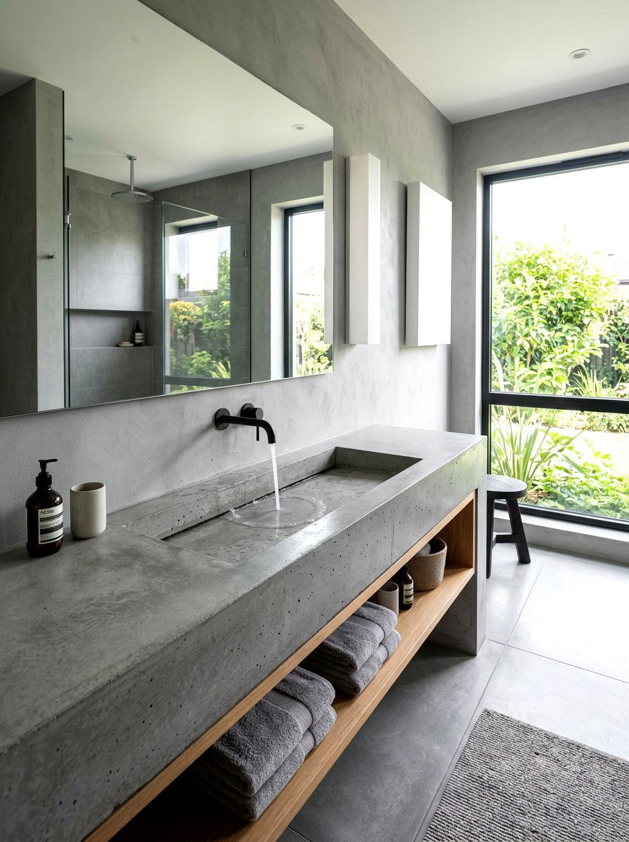 Concrete Sink With Slot Drain - 30 concrete sink bathroom ideas