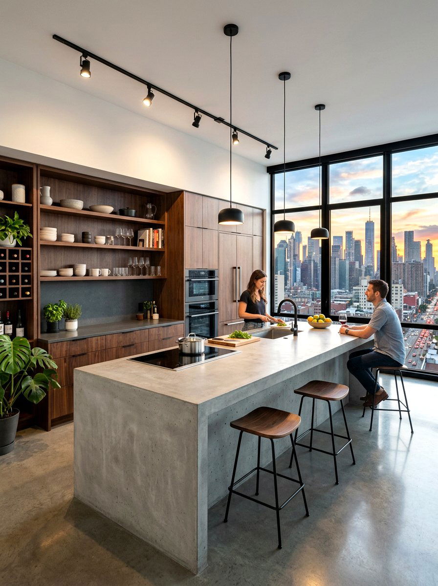 Concrete Slab Island - 30 slab stone kitchen ideas
