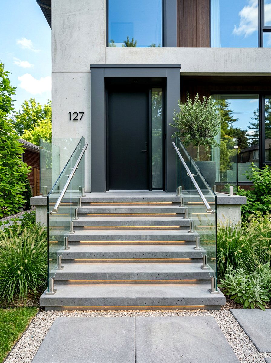 Concrete Slab Modern Stoop - 30 brownstone stoop ideas