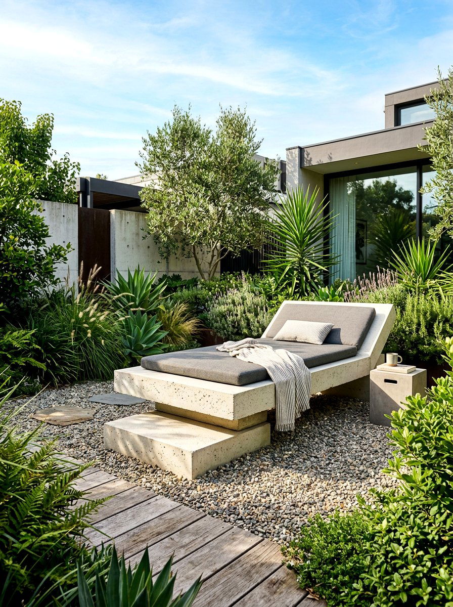Concrete Slab Sunbed - 30 built in sunbed patio ideas
