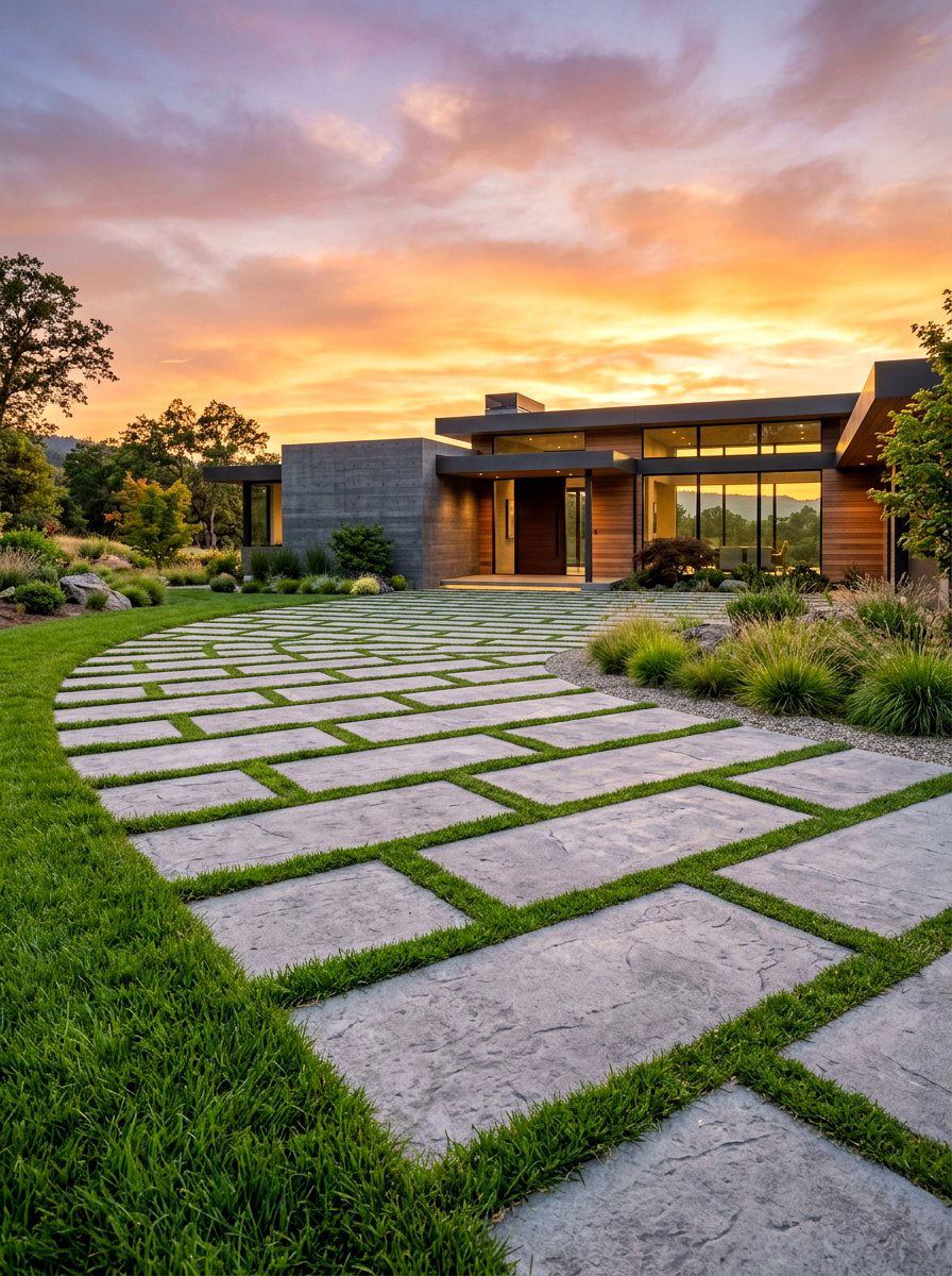 Concrete Slat Driveway - 30 driveway landscaping ideas
