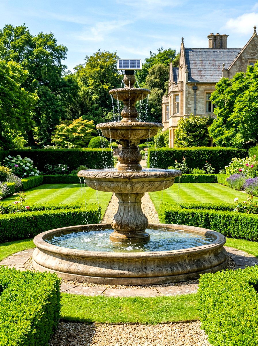 Concrete Solar Fountain - 30 solar fountain ideas