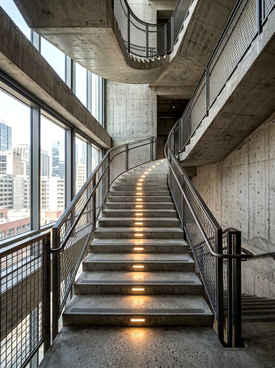Concrete Stair Lighting - 30 staircase lighting ideas