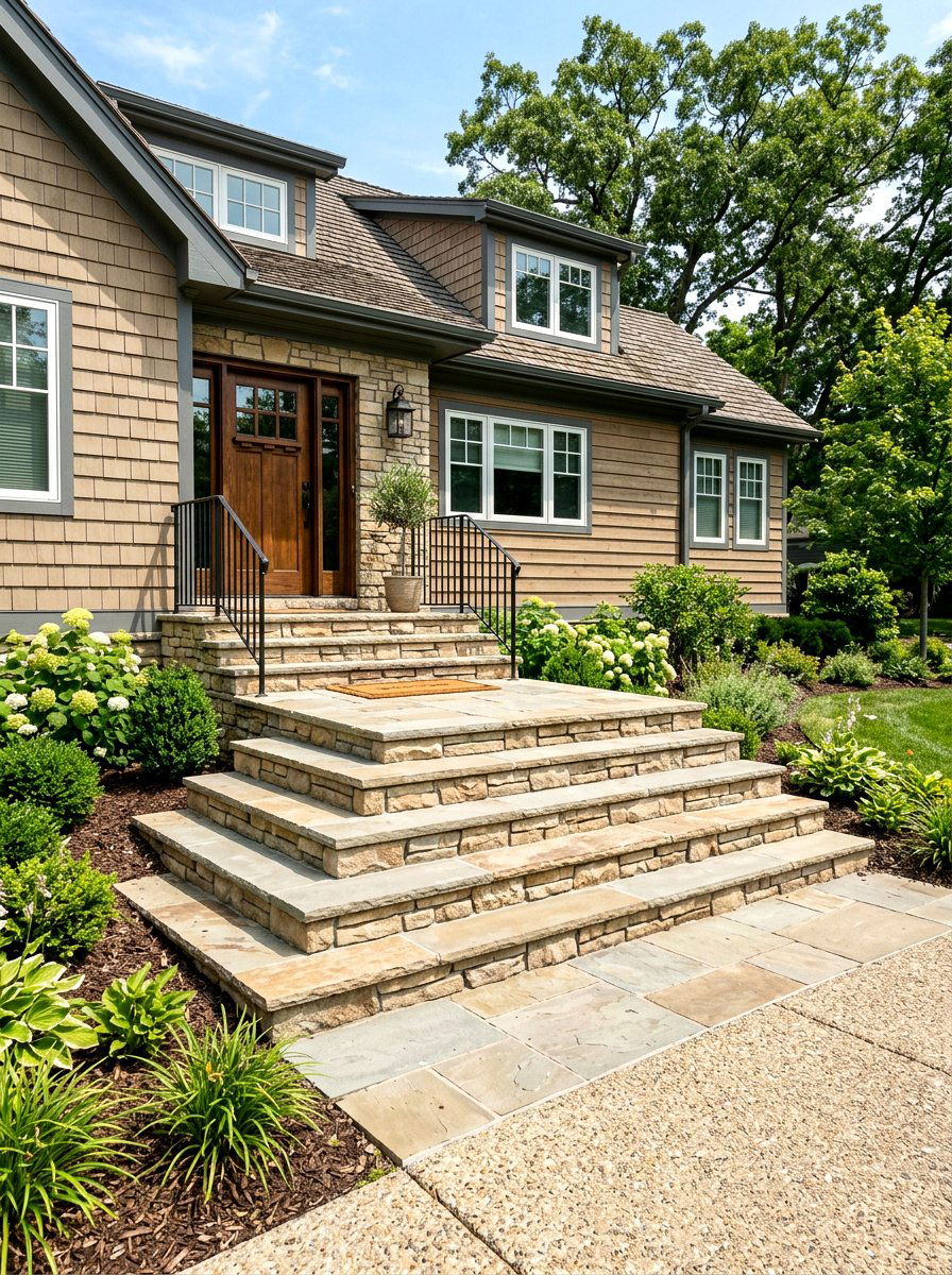 Concrete Stone Veneer - 30 stone front steps ideas