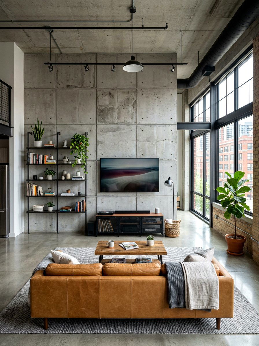 Concrete TV Wall - 30 TV wall panel ideas