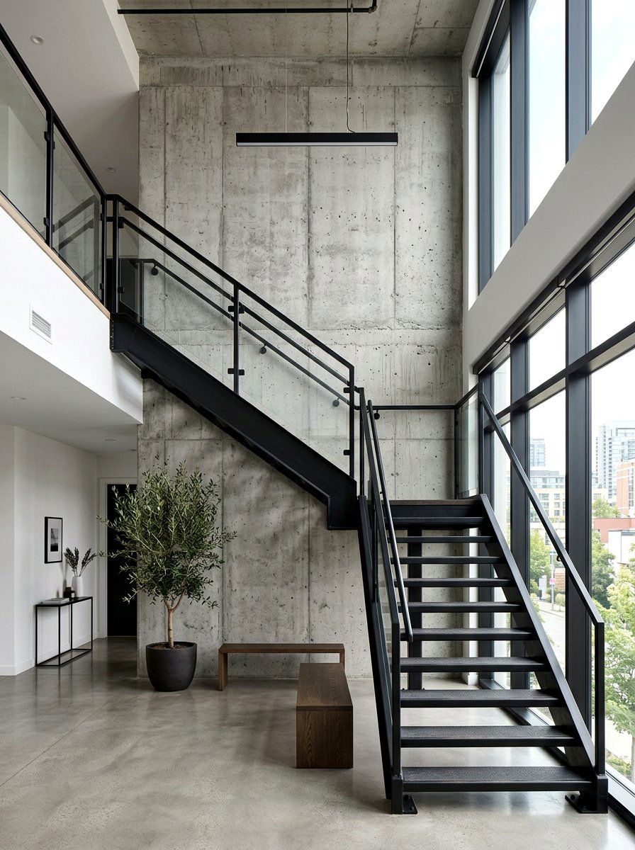 Concrete Texture Panel - 30 staircase wall panel ideas