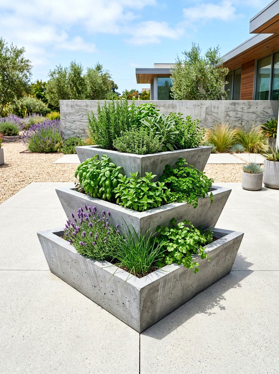 Concrete Tiered Herb Planter - 30 tiered herb planter ideas