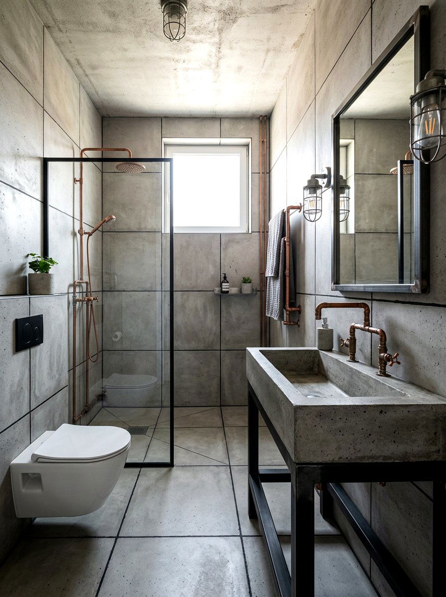 Concrete Tile Black Grout - 30 dark grout bathroom ideas