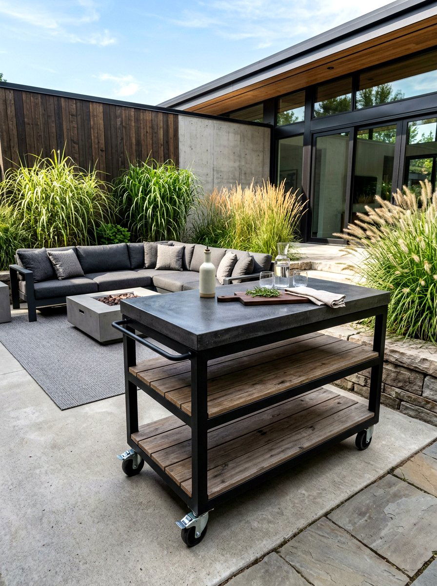 Concrete Top Cart - 30 serving cart patio ideas
