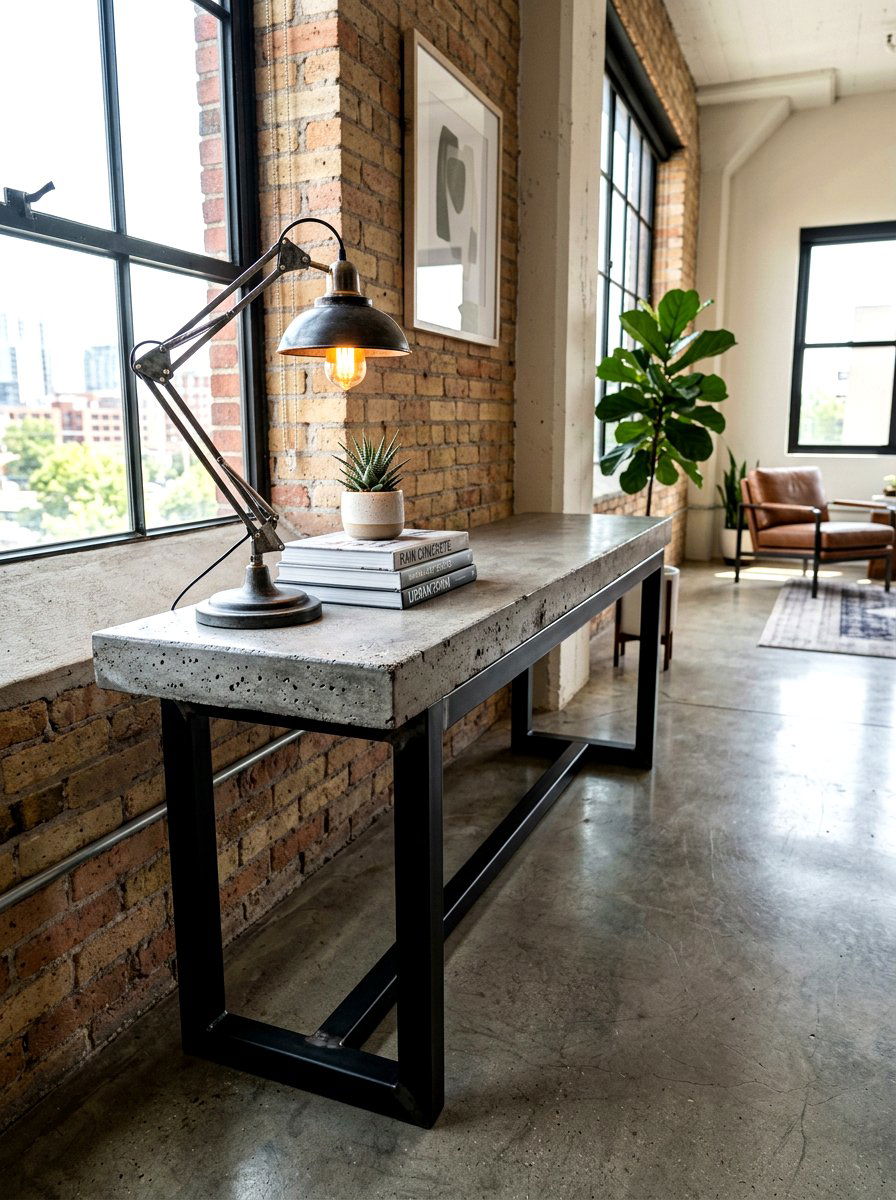 Concrete Top Console - 30 slim console apartment ideas