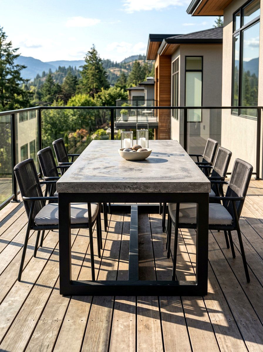 Concrete Top Outdoor Table - 30 garden dinner table ideas