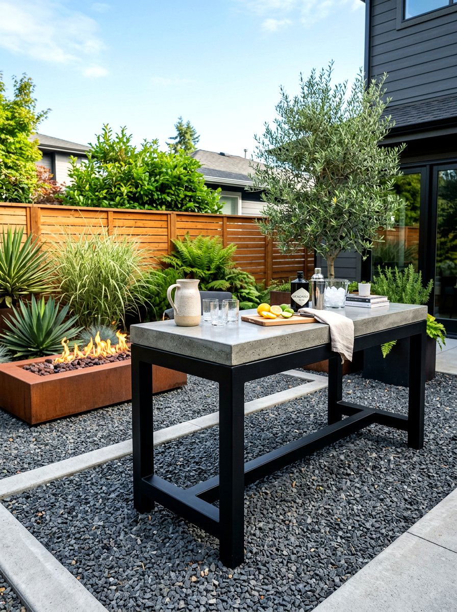 Concrete Top Server - 30 outdoor buffet cabinet ideas