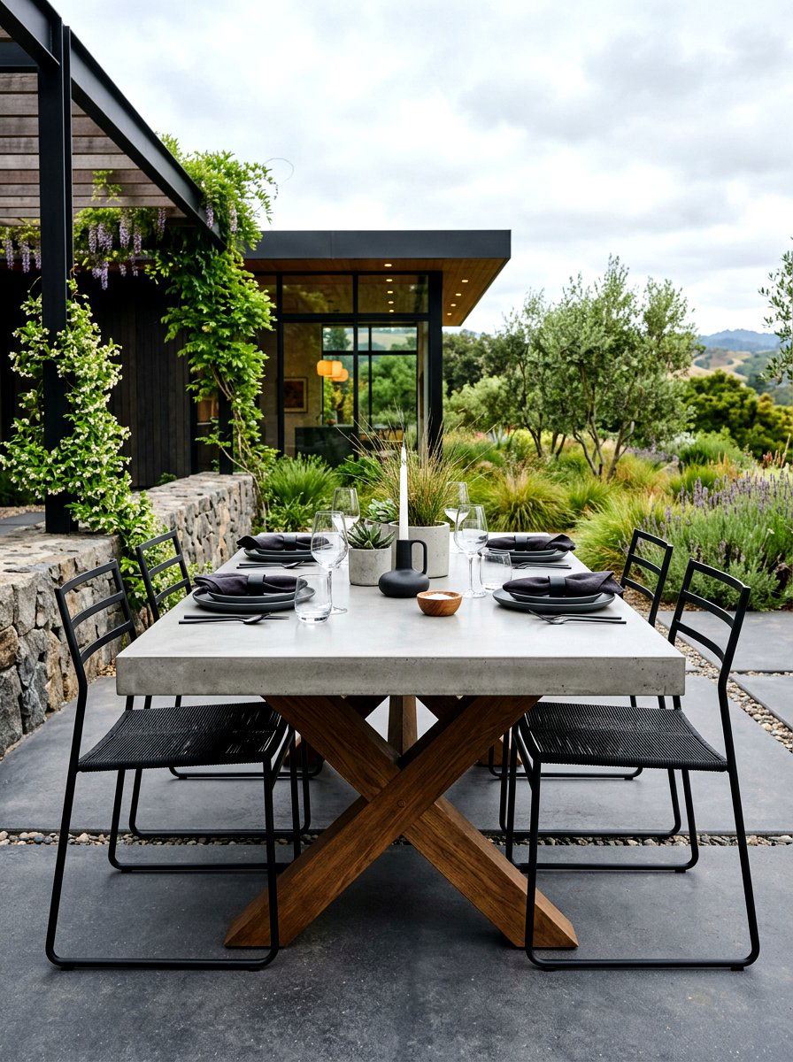 Concrete Topped Dining Table - 30 budget outdoor furniture ideas