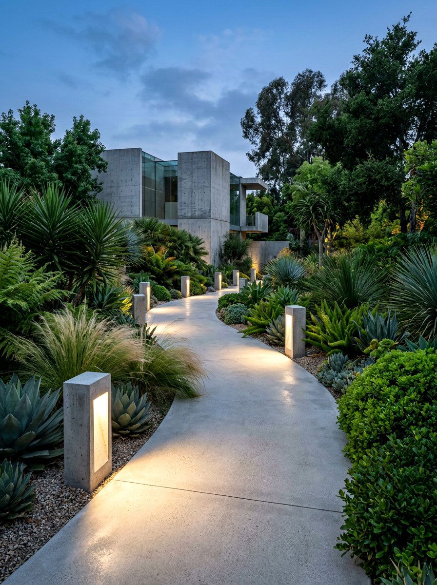 Concrete Walkway Lights - 30 front path lighting ideas