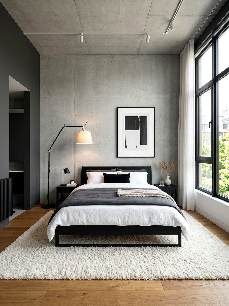 Concrete Wall Bedroom - 30 moody bedroom ideas