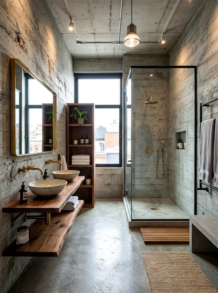Concrete Wall Industrial Bathroom - 30 eclectic bathroom ideas