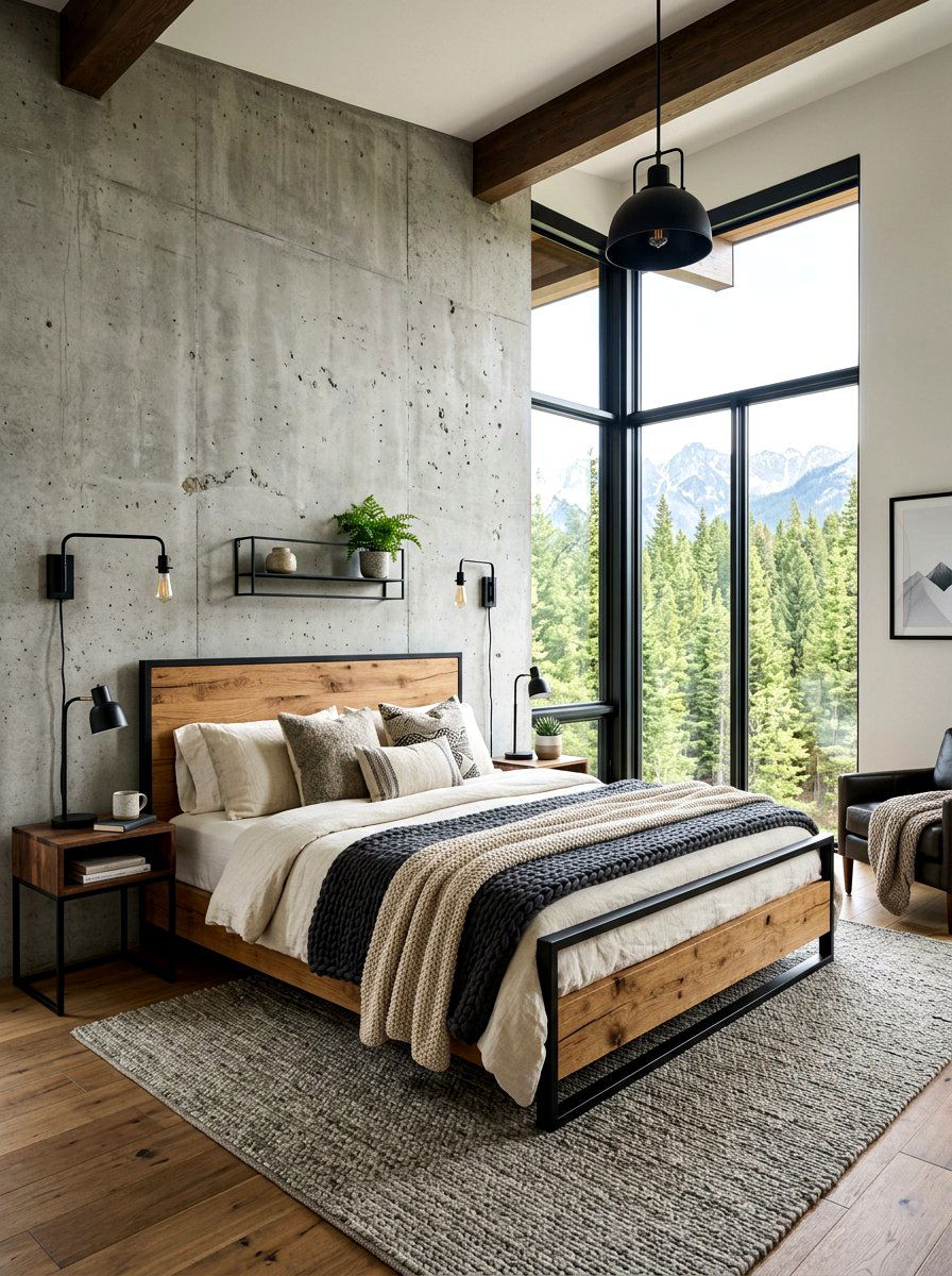 Concrete Wall Mountain Bedroom - 30 mountain modern bedroom ideas