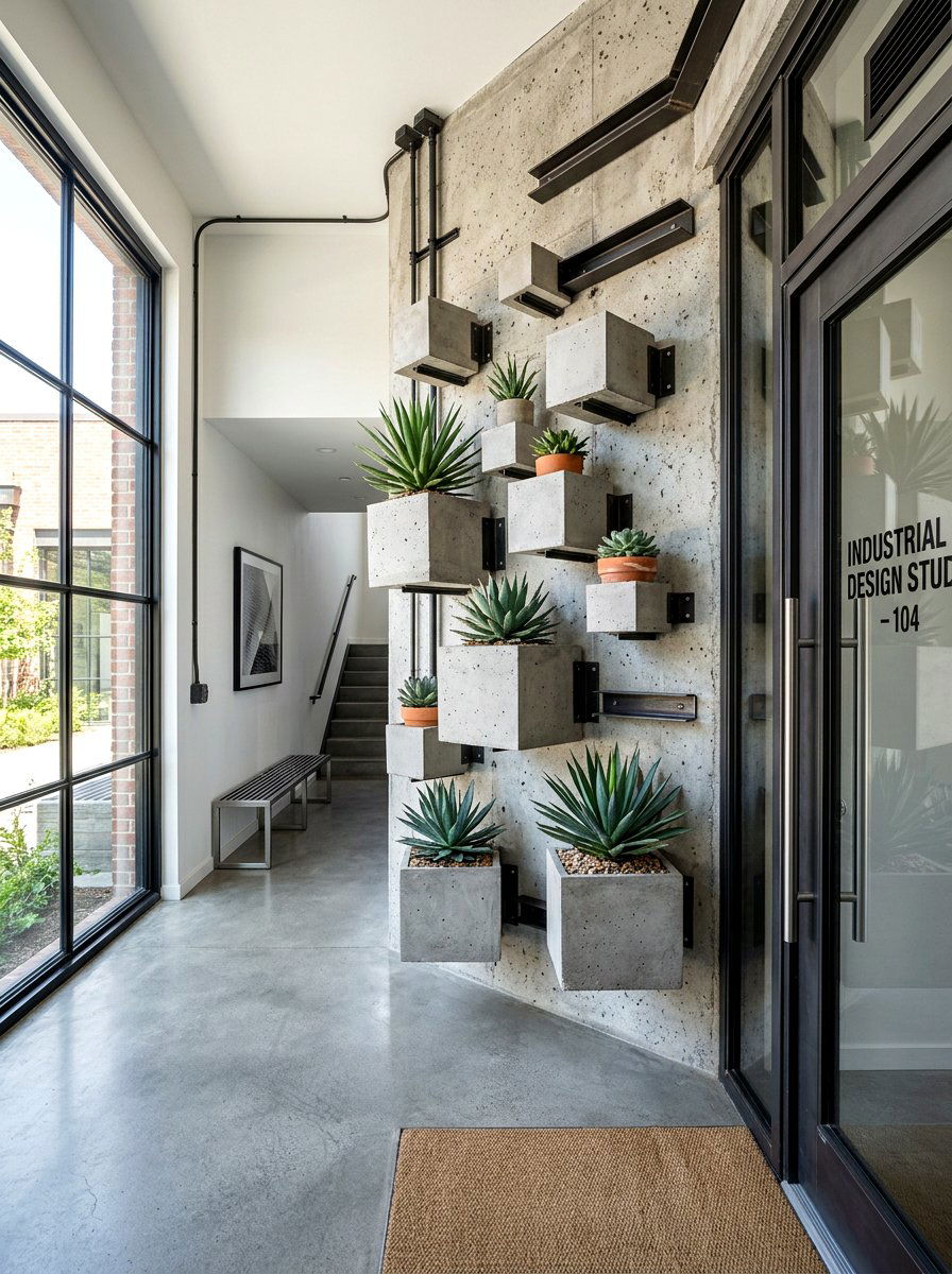 Concrete Wall Mounted Cube - 30 wall planter entryway ideas