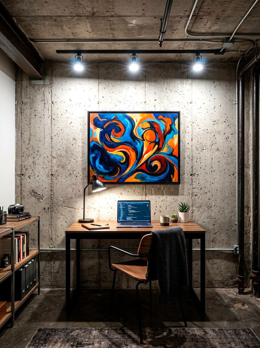 Concrete Wall Office - 30 basement office nook ideas
