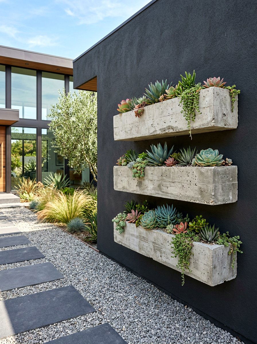 Concrete Wall Planter - 30 wall garden planter ideas