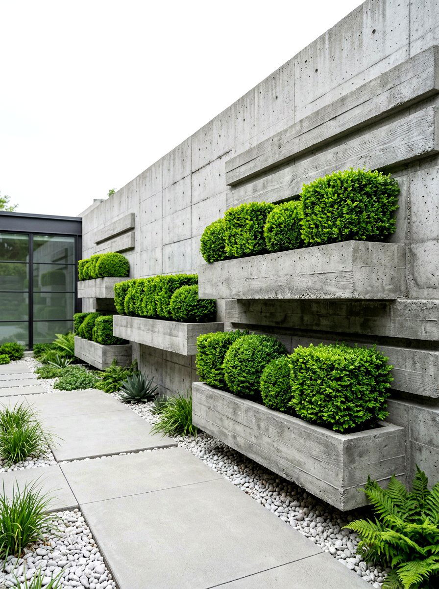 Concrete Wall Planter - 30 privacy wall planter ideas