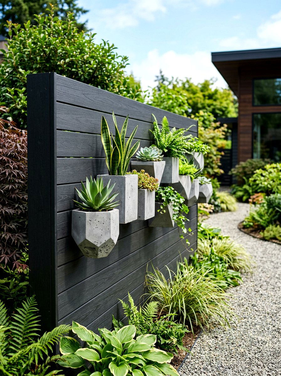 Concrete Wall Pot - 30 fence planter ideas