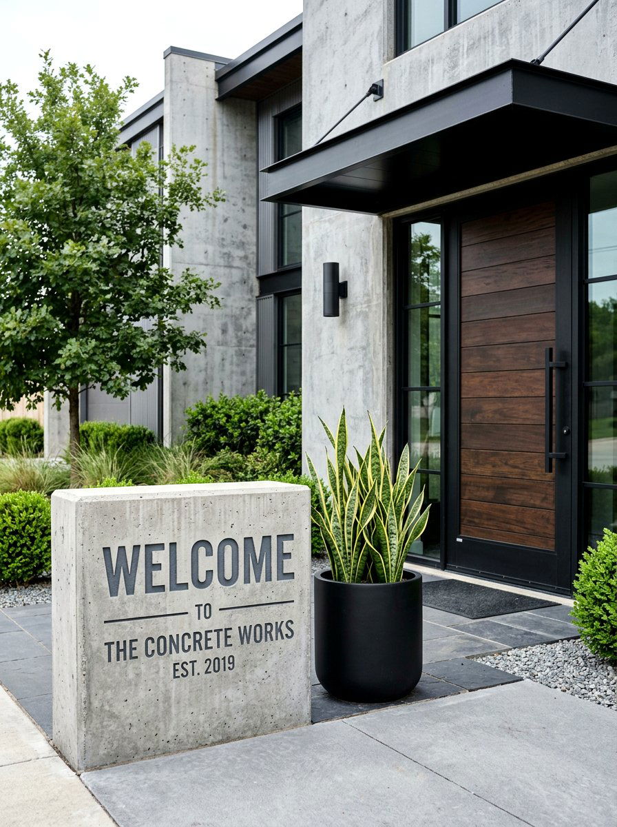 Concrete Welcome Sign - 30 porch welcome sign ideas