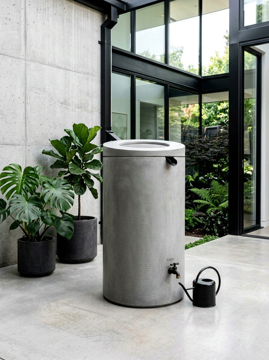 Concrete aesthetic rain barrel - 30 rain barrel ideas