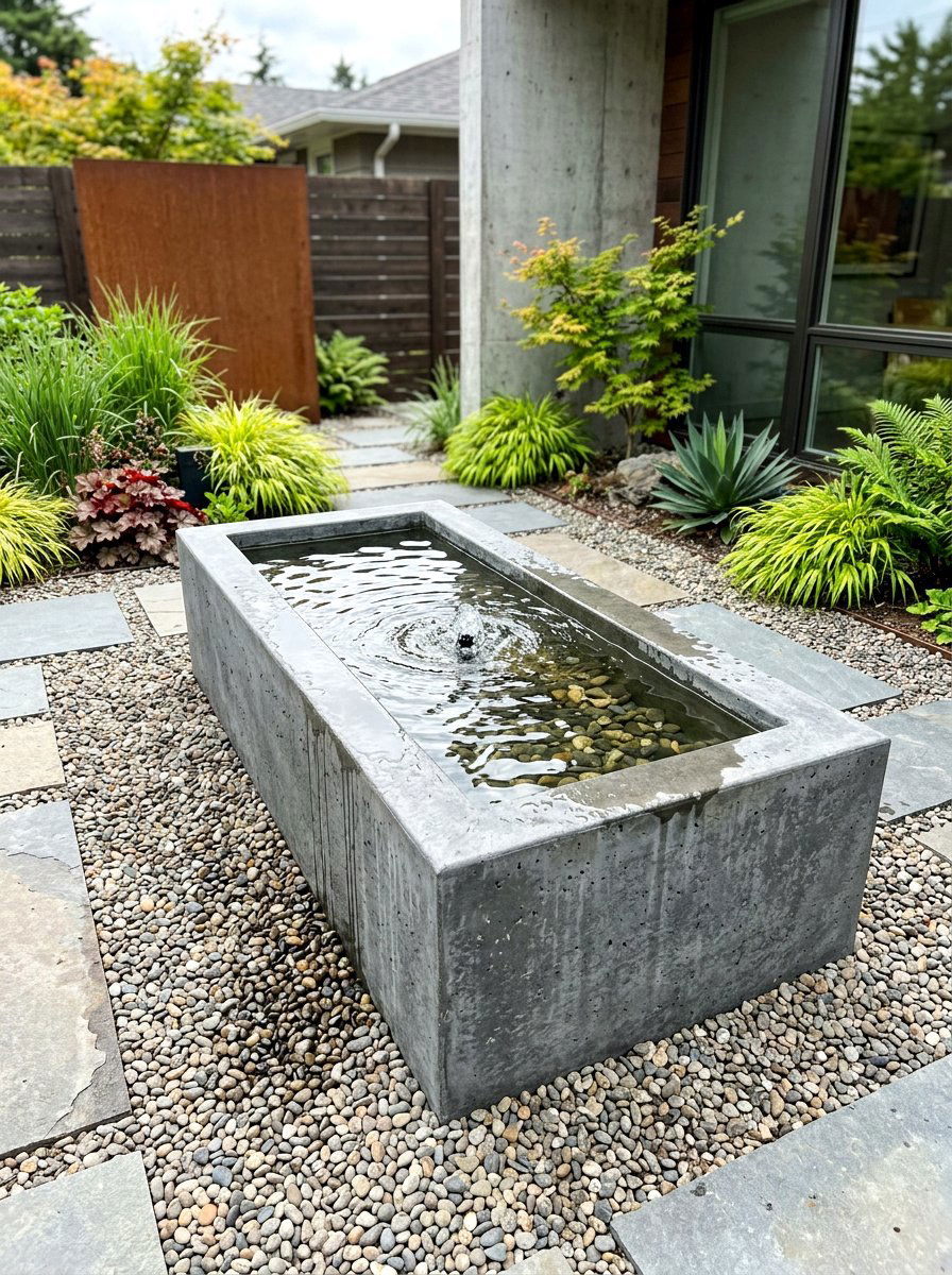 Concrete basin water feature - 30 small pond ideas