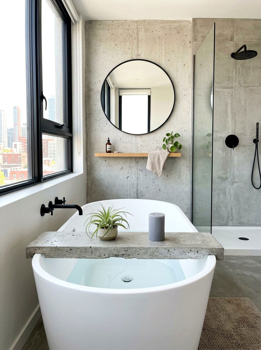 Concrete bath tray - 30 tub tray styling ideas