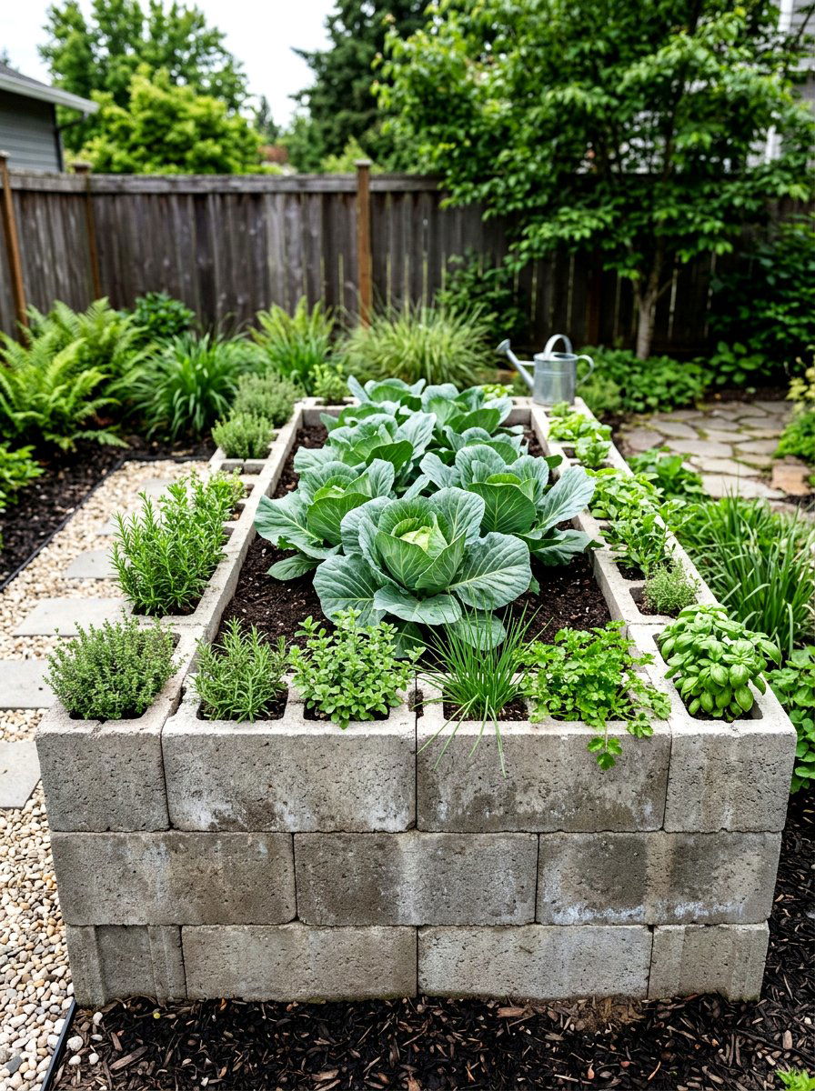 Concrete block garden beds - 30 raised vegetable garden ideas