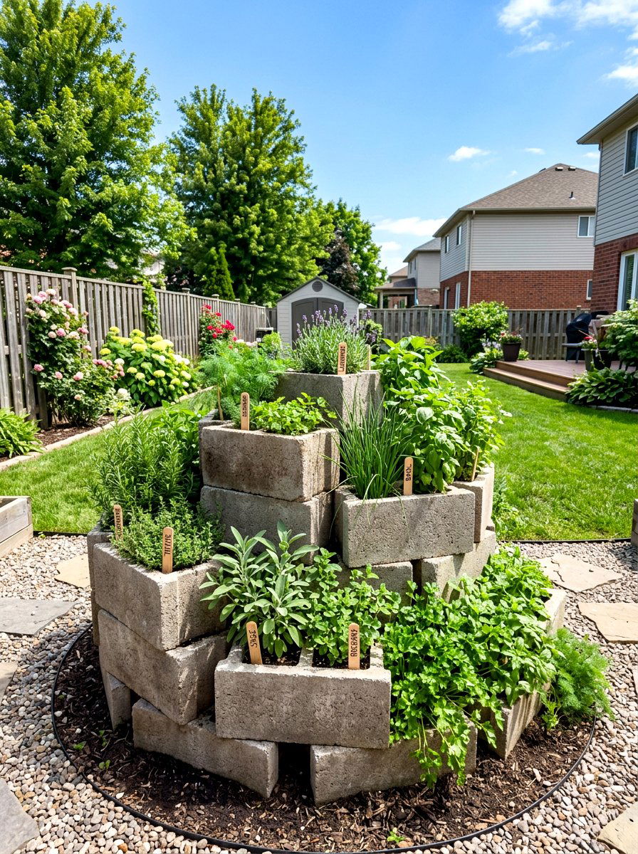 Concrete block herb spiral - 30 herb spiral ideas