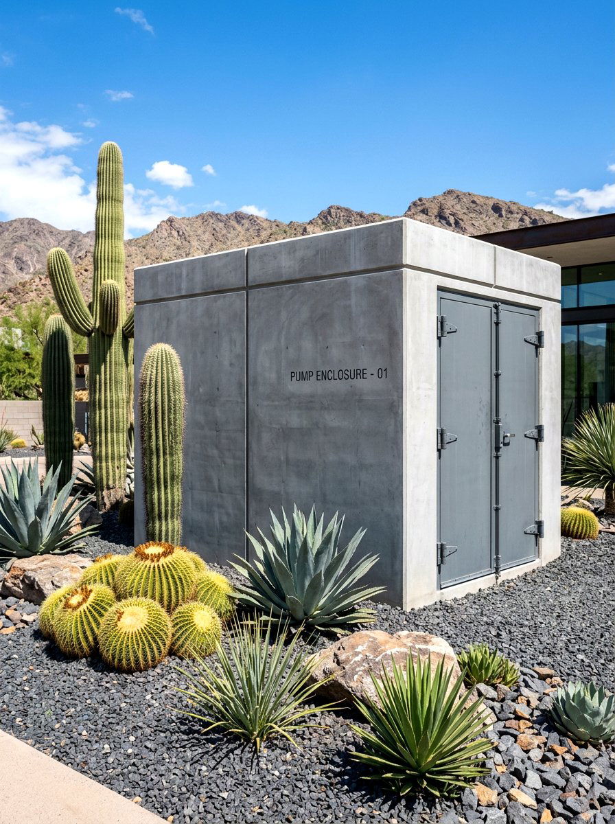 Concrete block pump surround - 30 pool equipment enclosure ideas